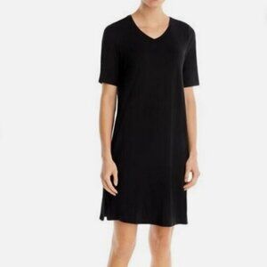 Eileen Fisher Black V-Neck Tencel Blend T-Shirt Dress